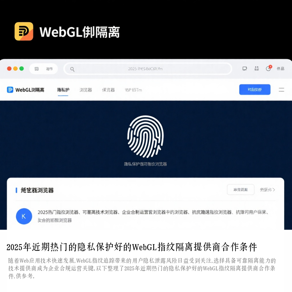 2025年近期热门的隐私保护好的WebGL指纹隔离提供商合作条件