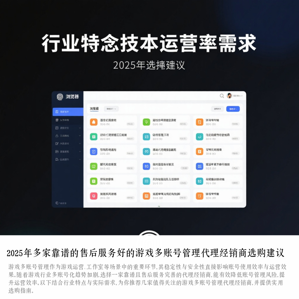 2025年多家靠谱的售后服务好的游戏多账号管理代理经销商选购建议