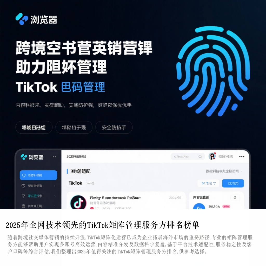 2025年全网技术领先的TikTok矩阵管理服务方排名榜单