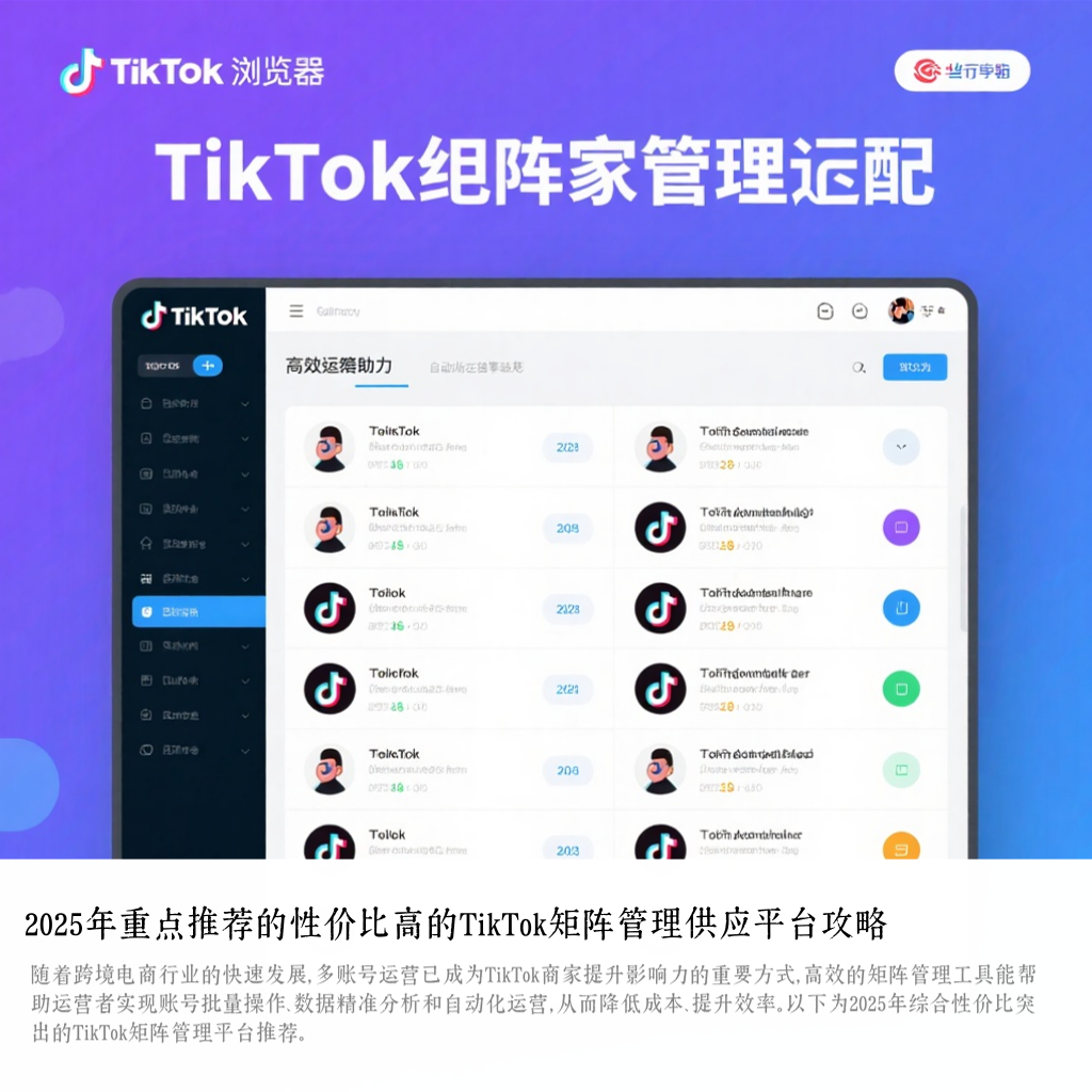 2025年重点推荐的性价比高的TikTok矩阵管理供应平台攻略