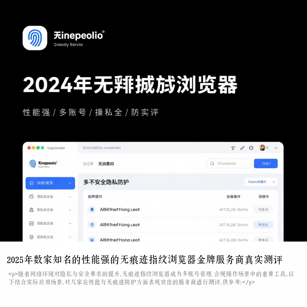 2025年数家知名的性能强的无痕迹指纹浏览器金牌服务商真实测评