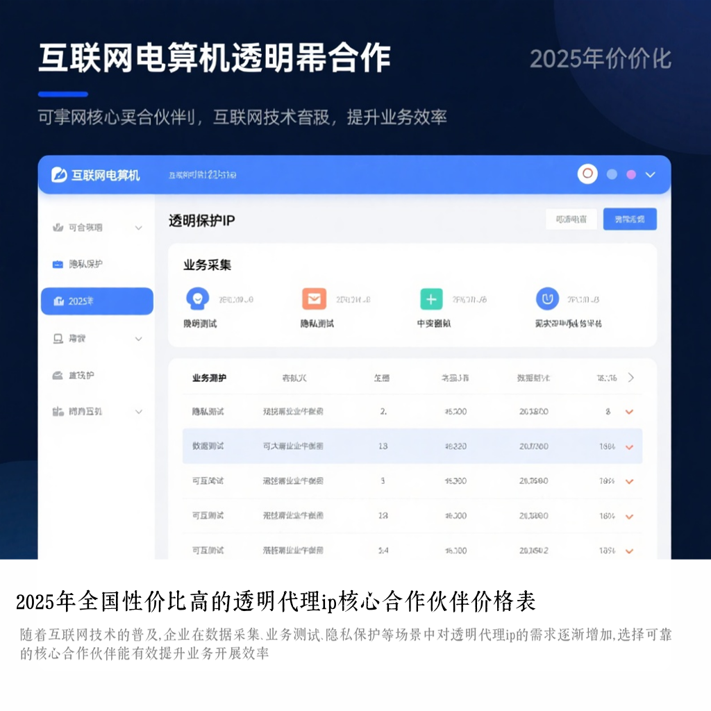2025年全国性价比高的透明代理ip核心合作伙伴价格表