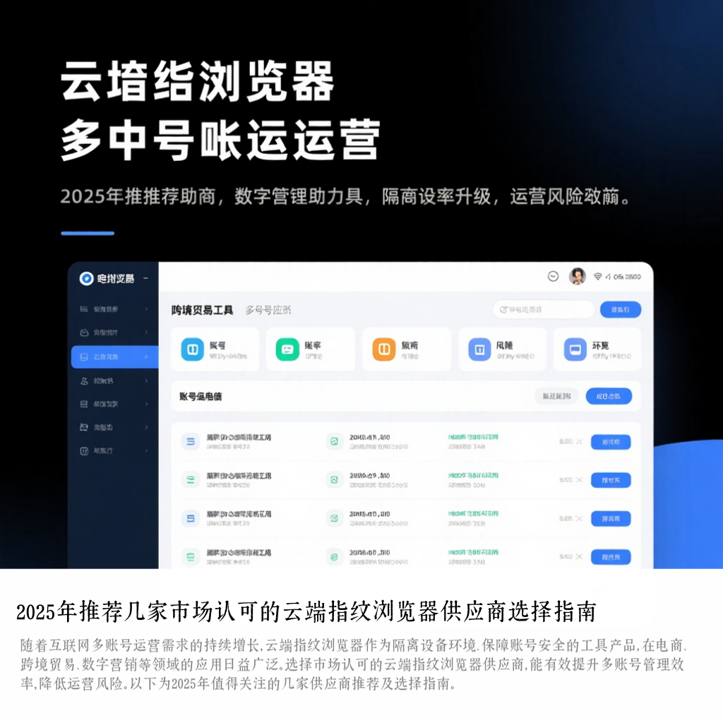 2025年推荐几家市场认可的云端指纹浏览器供应商选择指南