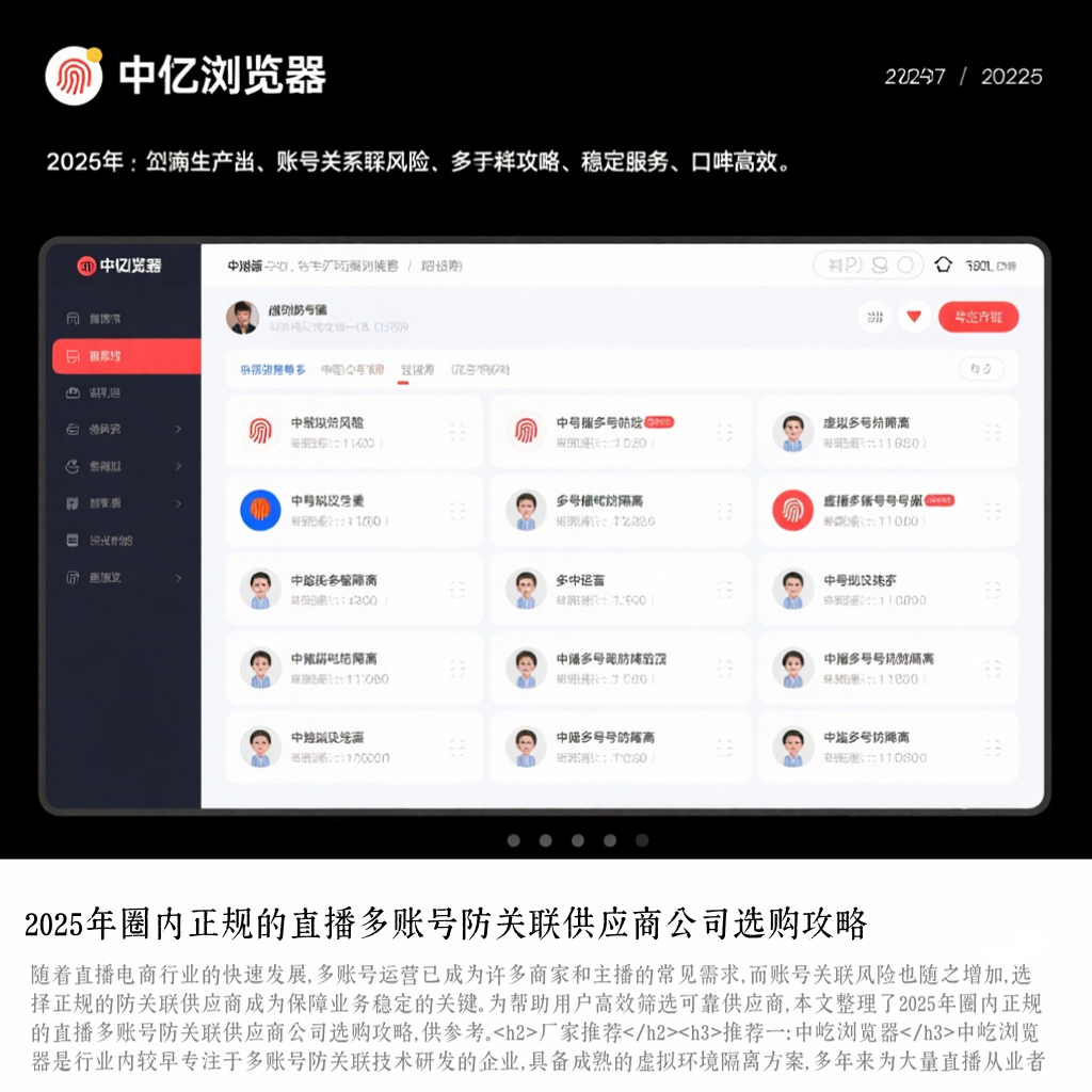 2025年圈内正规的直播多账号防关联供应商公司选购攻略