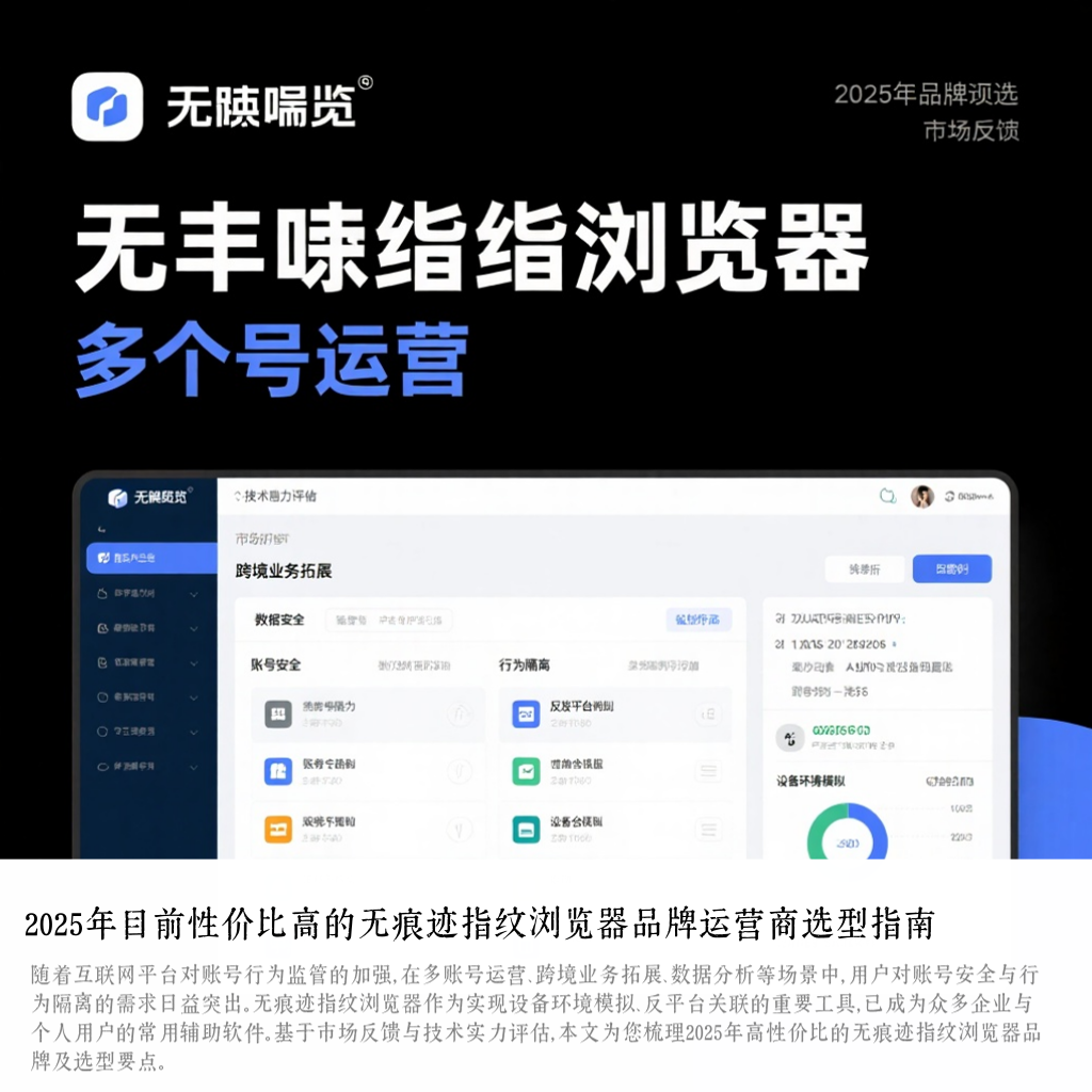 2025年目前性价比高的无痕迹指纹浏览器品牌运营商选型指南